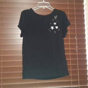 Black, patched shirt